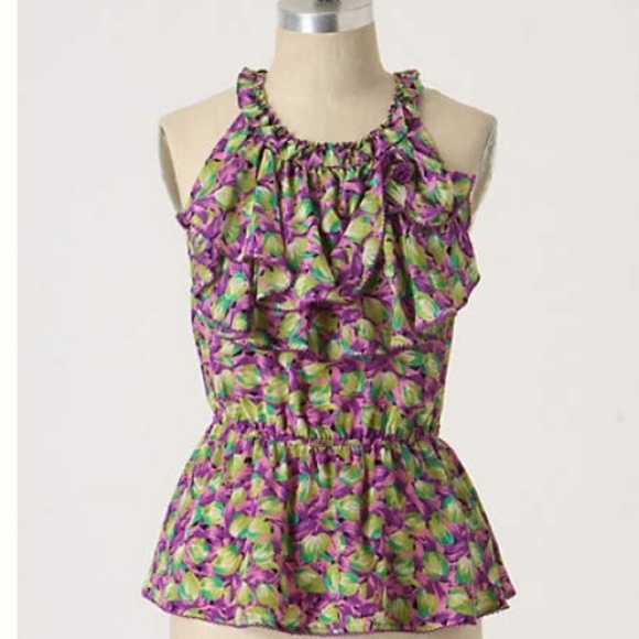 Anthropologie Tops - Anthropologie transposed tulips peplum top Odille